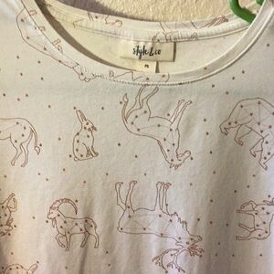 Like new Style and Company long sleeve cream shirt with animal constellations